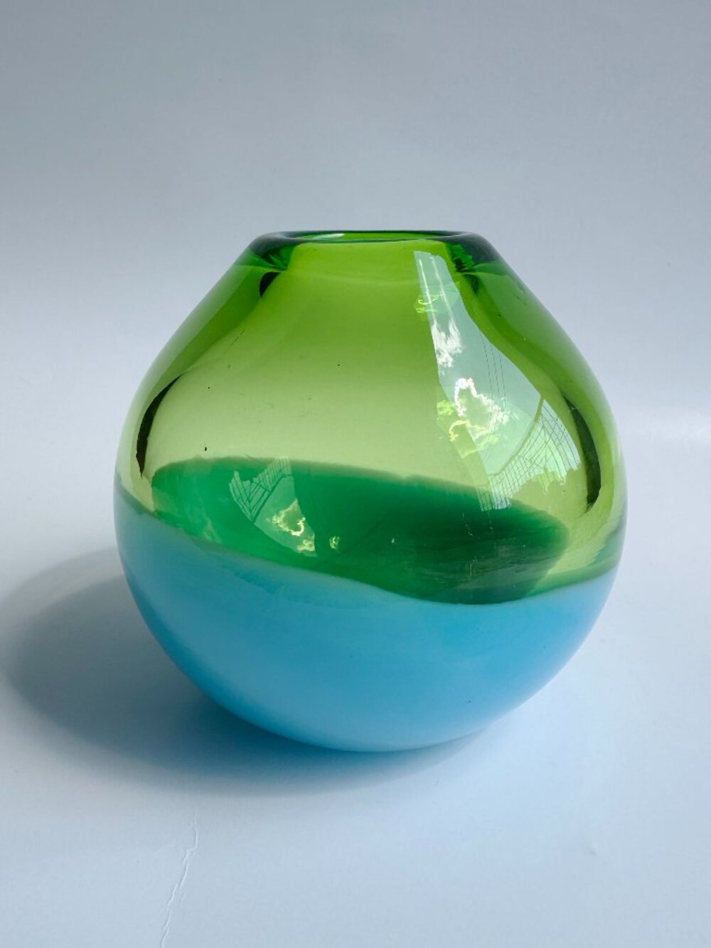 Ball Glass Bud Vase Blue & Green - Picture 6 of 17